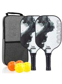 Set da pickleball approvato USAPA con 2 racchette in fibra di vetro, 4 palline e una borsa, adatto per uomo e donna
