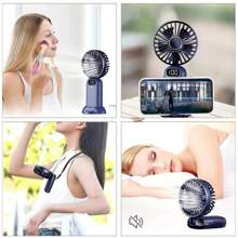 Stay Cool On-The-Go: Small Handheld USB Rechargeable Fan - Portable & Charging For Students & Office Desk Portable Fan Cute Handheld Fan Battery Operated Lightweight Small Personal Fan For Stylish Girl Kids Women Men Outdoor Travel Camping Handheld Fan Portable Fan, 5-Speed Fan, LED Display Screen, Personal Mini Travel Fan With Backup Power Supply, USB Foldable Female Electric Fan