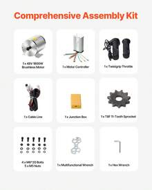 1800W Electric Brushless DC Motor Kit - 48V 4500rpm Motor With Upgraded Speed Controller, Throttle Grip Kit For Go Karts E-Bike Motorcycle Scooter - 1800w 48V 4500rpm 與 wiring harness - 查看 5