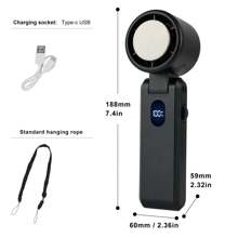 1pc Outdoor Portable High-Speed Handheld Fan With 3600mAh Battery, 100-Speed Adjustable, USB Rechargeable, Quiet And Fast Cooling, With Lanyard For Summer Travel/Camping