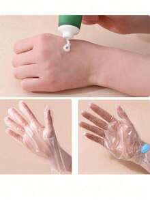 100/200 piezas Máscara de pie desechable de plástico, protector de pie hidratante y a prueba de grietas, suave, cómodo, hidratante y transparente, muy adecuado para el uso diario con crema corporal, imprescindible para el spa casero y los viajes (color de pegatina fija aleatorio)