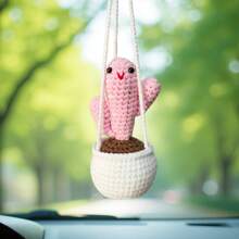 1 pieza de adorno colgante para el espejo retrovisor, hecho a mano en estilo bohemio, accesorio ideal para mujeres, niñas, amantes de suculentas/cactus, decoración interior verde para el coche, también apto como accesorio colgante para camiones, decoraciones y regalos de boda, decoración del hogar