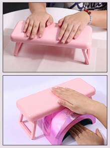 1pc Foldable Nail Pillow With Heightening Design, Built-In Nail Lamp, Plastic Armrest Pad For Nail Salon, Simple Style Hand Desk Pad, Light Luxury Nail Accessory Support Bracket, Portable And Foldable