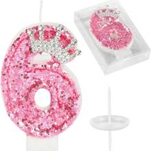 Birthday Number Candles, Pink Crown Birthday Cake Candle, Sparkling Number Cake Candle Decorations With Glitter, Suitable For Girls, Ladies, Anniversary Celebrations