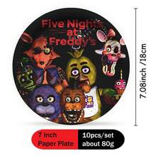 10 piezas Platos de papel con temática de dibujos animados del juego Five Nights at Freddy's Freddy Bear, decoraciones de fiesta, suministros de fiesta, regalos pequeños, recuerdos de reunión - Plato 10 piezas - Ver 1