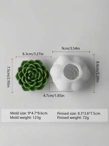 3D Succulent Silicone Mold For Candles And Aromatherapy - DIY Craft & Ceramic Making Tool - White - View 19