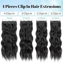 Long Synthetic 4pcs/Set Clip In Hair Extenstion 20inch Water Wave 11clips Wavy Hairpiece Clip On Hair Extensions Heat Resistant,Cheap Curly Hair