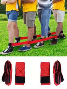 1 件 4 人巨型步接力赛游戏，尼龙多人腿带助行器带储物袋，运动主题户外派对乐趣，适合团队建设、野外活动日、野餐、家庭后院活动，适合婚礼、生日、毕业典礼、成人礼、圣诞节、万圣节、复活节、感恩节 - 无需电力 - 多色 - 查看 2