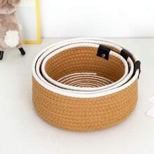 Handwoven Desktop Organizer Set – Braided Storage Baskets (Small, Medium, Large) For Home, Office, Kitchen, Or Bathroom – Decorative Storage Box Modern Boho Desk Organizers For Clutter-Free Workspaces – Durable Natural Fiber Trays & Bins School Supplies,Back To School