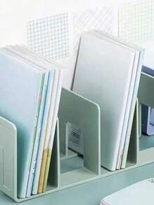 4/1 件桌面书架,多功能书挡,抗震书架,便携式书架,4 个隔层,亚克力,适用于卧室、客厅、学校、宿舍、办公桌、文具、文件、厨房、浴室、生日、圣诞节、万圣节、感恩节礼物 - 彩色 - 查看 3