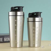 1 chiếc cốc lắc chia độ bằng thép không gỉ, cốc trộn bột protein di động có bóng đánh trứng, thích hợp cho thể dục và thể thao - Nhiều màu - Xem 6