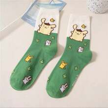 Sanrio 1Pair Sanrio Cute Cartoon Mid-Calf Socks For Women's- Soft, Comfortable Blend For All Seasons