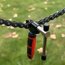 1pc Portable Stainless Steel Bicycle Chain Breaker Tool - Easy Dismantling Of Mountain Bike Chain, Outdoor Emergency Repair, Palm-Sized, Black Handle, Fast Long-Distance Ride Chain Separation, Ergonomic Handle Design, Bike Accessories