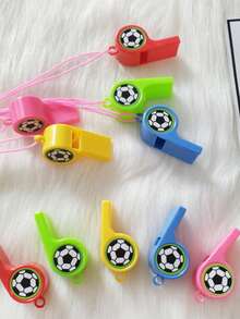 一套随机颜色趣味迷你创意塑料裁判哨 - 耐用响亮，适用于运动、游戏和活动，带挂绳（部分配件随机发送） - 彩色 - 查看 11