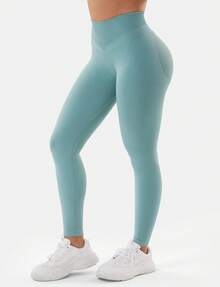 VOYJOY Women Impact Leggings Seamless Scrunch Butt Lifting Workout Leggings High Waisted Gym Yoga Pants Yoga Pants For Women  Winter Clothes For Women Black Pants - Pistachio - View 5