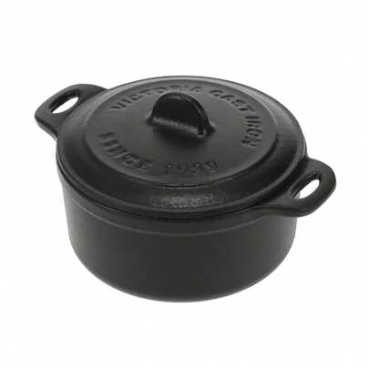 Victoria Cookware Mini Cocotte Inducción Hierro Fundido Esmaltado 10cm✅Envíos 24/48 h✅ 0,3 L, 1-2 Raciones, sin PTFE ni PFOA, Victoria, VIC-39202, Negro