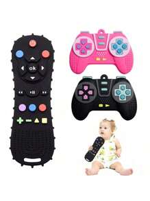 1 Pieza Modelo de control remoto de silicona, juguete de dentición de silicona suave, adecuado para niños y niñas pequeños, regalo de Navidad, juguetes para bebés, alivia el dolor de la dentición, alivio de las encías doloridas, diseño lindo, juguete para morder control remoto, juguetes sensoriales para bebés, adecuados para recién nacidos de 6 meses y juegos