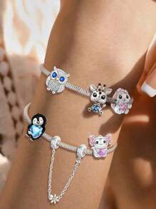 1 pièce Pendentif Charm en argent sterling 925 en forme de lapin, bille convenant aux bracelets, bijoux pour femmes DIY