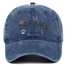 1 pièce Casquette de baseball imprimée "DREAMS", minimaliste, décontractée, mode, vintage, avec une sangle absorbante douce, taille réglable, légère, protection solaire, polyvalente, convient aux activités extérieures, port quotidien, rassemblements, vacances, cadeau parfait pour les amis et la famille