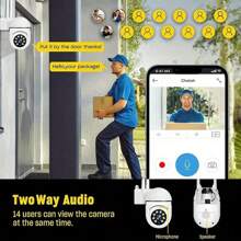 1080P Security Camera, Indoor And Outdoor Monitoring, Supports 2.4GHz WIFI With Full-Color Night Vision, Spotlight And Speaker, For Indoor And Outdoor Home Security System, Rotation/Tilt/Zoom, Motion Tracking - Very Suitable For Young People, The Elderly And Pets, Compatible With Alexa, Wireless Control, Home Security System, Speaker Functionality, Security Camera, Christmas, Thanksgiving Giftction
