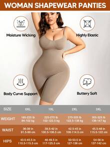 Plus Size Women's Adjustable Shoulder Straps Sculpting Tummy Control Butt Lift Bodysuit - Brown - View 5