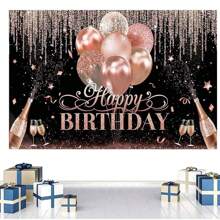1 Stück schwarzer, silberner & rosé-goldener Geburtstags-Dekorationsartikel, Glitzer-Ballon, Geburtstags-Party Hintergrundkulisse, Geschenk, Feier, Fotohintergrund für Frauen