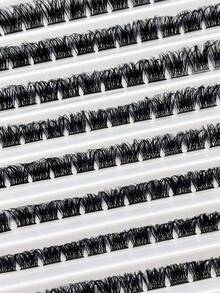 10 排 120 簇睫毛，全卷翘睫毛，单长 DIY 假睫毛自然外观睫毛簇，睫毛簇，单根睫毛，睫毛，假睫毛 - 黑色 - 查看 3