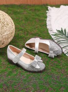 1 Pair Girls Fashionable High Heel Shoes With Bow Decor