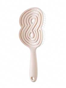 1pc Plastic Hair Brush With Fluffy Bow-Shaped Bristles, Soft Detangling Comb For Wet & Dry Hair, Resin Handle
