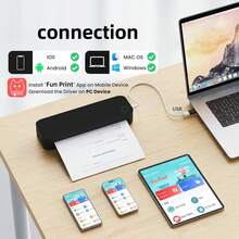 Impressora térmica portátil sem fio, impressora sem tinta que suporta tamanho de papel A4, imprime currículos, partituras, provas e outros arquivos de conteúdo, para viagens, escritório, casa, imprima em qualquer lugar, a qualquer momento