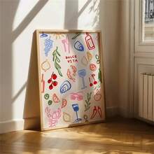 1pc, Dolce Vita Summer Wall Art Print Abstract Watercolor Poster Fashion Paintings For Kitchen Living Room Bedroom Home Office Dormitory Decor Wall Background Design Picture Optional Frame - Nhiều màu - Xem 1