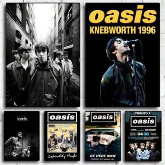 1 pieza/3 piezas Pósteres de arte de pared con marco opcional Póster vintage de la banda O-Oasis Póster de música caliente Arte HD pegajoso a la pared resistente al agua Decoración estética para el hogar, sala de estar, dormitorio, bar