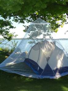 [Versatile Breathable] White Mosquito Net Canopy 1pc Polyester Breathable, Versatile Outdoor Camping & Garden Sleepover Parties, Romantic Dates & Themed Events - Multicolor - View 1