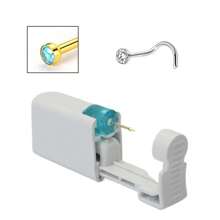 1 pezzo kit monouso per piercing al naso con elemento per piercing incorporato e 1 pezzo di anello per il naso - Pistola per piercing al naso sicura per uso domestico