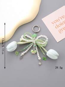 Series Tulips Faux Pearls Bows Bags Pendants Fresh And Simple Flowers Mobile Phone Accessories For Women