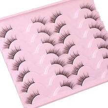 Short Lashes Natural Look False Eyelashes Thick Volume Faux Mink Lashes Pack Wispy Strip Fake Eyelashes Cat Eye Lashes That Look Like Extensions 14 Pairs - J- Half Natural - View 6