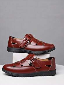 Comfortable Cushioned Breathable Hollow Soft Bottom Outdoor Sandals, Fashionable & Versatile For Teenagers In Summer - Brown - View 4