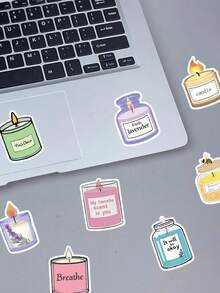 SCXXBSW 50pcs Candle Aromatherapy Cartoon Graffiti Stickers Decorative Handbooks Water Cups Notebook Luggage Waterproof Stickers - Multicolor - View 8