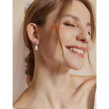EAMTI Teardrop Wedding Earrings For Women Cubic Zirconia Dangle 925 Sterling Sier Post Pear Cut Bridal Earring For Prom Bridesmaid - Sliver - View 5