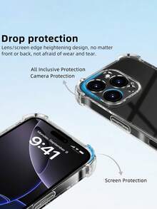 Tương thích với ốp lưng điện thoại 16 Pro Max + miếng dán màn hình 16 Pro Max, ốp lưng trong suốt được thiết kế cho 16 Pro Max, chống sốc 4 góc, bảo vệ toàn diện camera, chống rơi (Bộ), kính cường lực độ nét cao (1 ốp lưng điện thoại + 1 miếng dán màn hình) - Trong sáng - Xem 4