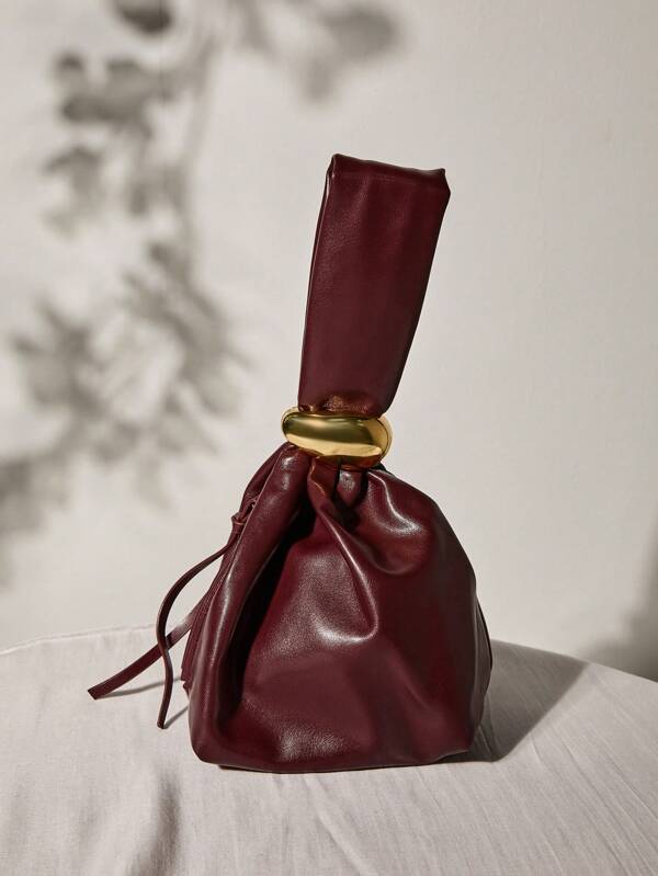 PU Material Evening Bucket Bag, Minimalist & Fashionable For Casual Daily Use