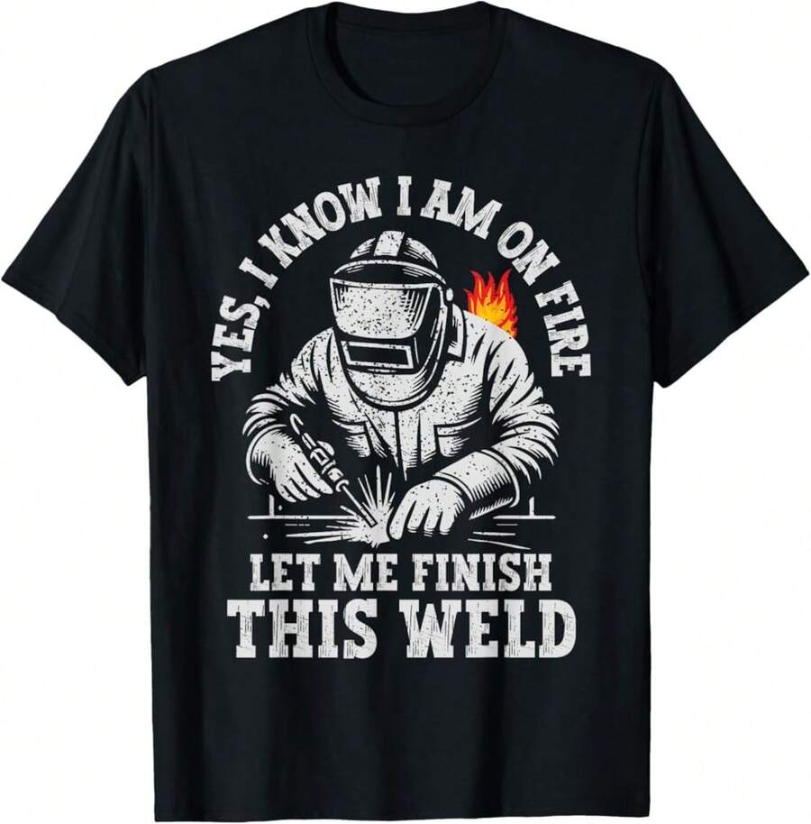 Camiseta con chistes y frases graciosas sobre soldadores, técnicos y humor de soldadura - Negro - Ver 1