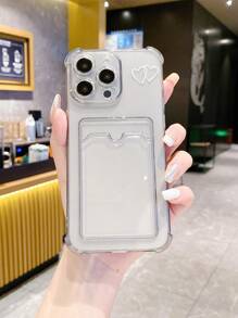 1pc Cushioned Anti-Fall Heart Pattern Mobile Phone Case, Compatible With Apple 16/16E/15/15Pro/15Promax/14/14Promax/13/11/XR Protective Soft Cover