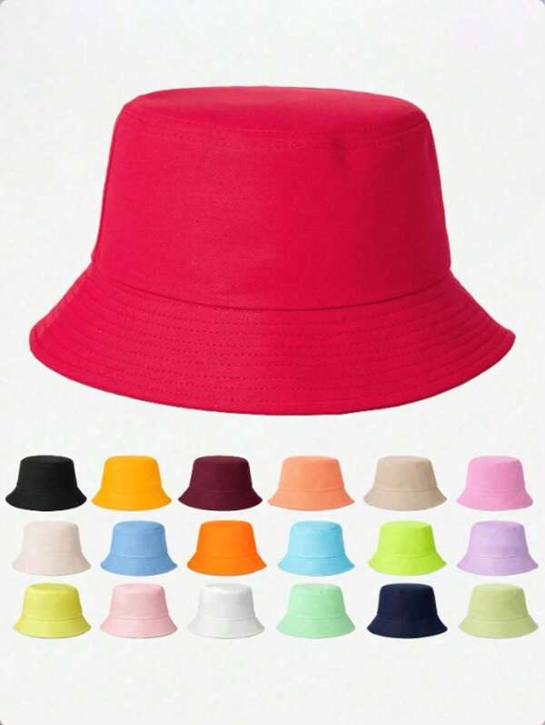 1pc Unisex Solid Color Breathable Bucket Hat, Versatile Casual Outdoor Sun Protection Hat, Customizable Embroidery/Printed Logo For Men And Women