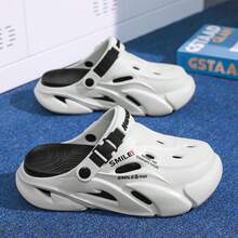 Men's New Summer Outdoor Letter Beach Party Chinese Style Street EVA Buckle Couple Hole Shoes Casual Vacation Slip-On All Season - White - View 2