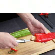 1pc Stainless Steel Cut Pepper To Core Household Tiger Skin Green Pepper Seeded Vegetable Slicer Tomato Core Remover Deseeder Tool