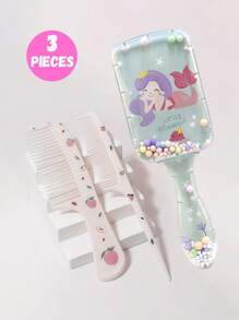 3pcs/2pcs Cartoon Hair Comb Set - Wet And Dry Combing And Styling Brush For All Hair Types, Durable ABS Plastic Handle, Perfect Gift Choice(Purple Unicorn Comb Pattern Random)