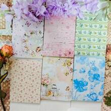 50 Sheets/Book Craft Paper Material, White Seasonal Floral Series DIY Decoration Scrapbooking Paper, Butterfly Package Paper Decoration Background Paper, Children Gift