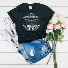 Las Niñas Pequeñas Lloran Las Niñas Grandes Llevan Armas, Camisa De Pistola AR 15, Chica Militar, Camia De Pistola De Niña Grande, Dueña De La Pistola, 2ª Enmienda, Pistola FeinaWo's 220g Thick Cotton T-Shirt With Butterfly Print Pattern, Suitable For Girls And Wo's Short Sved Round Neck Inspirational Shirt, Cute Aesthetic Y2K Style Summer Top, Suitable For Outdoor, Family, Work Or Street Wear Casual Loose Daily T-Shirt - Black - View 1