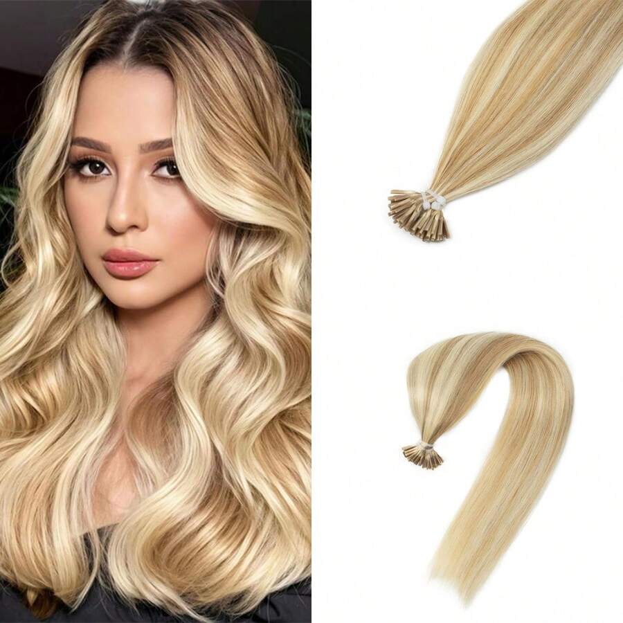 I Tip Human Hair Extensions Microlink Capsules Hair Pre Bonded 30g/Pack 12-20inch For Fine/Thin Raw Hair - SP27/613 - View 1